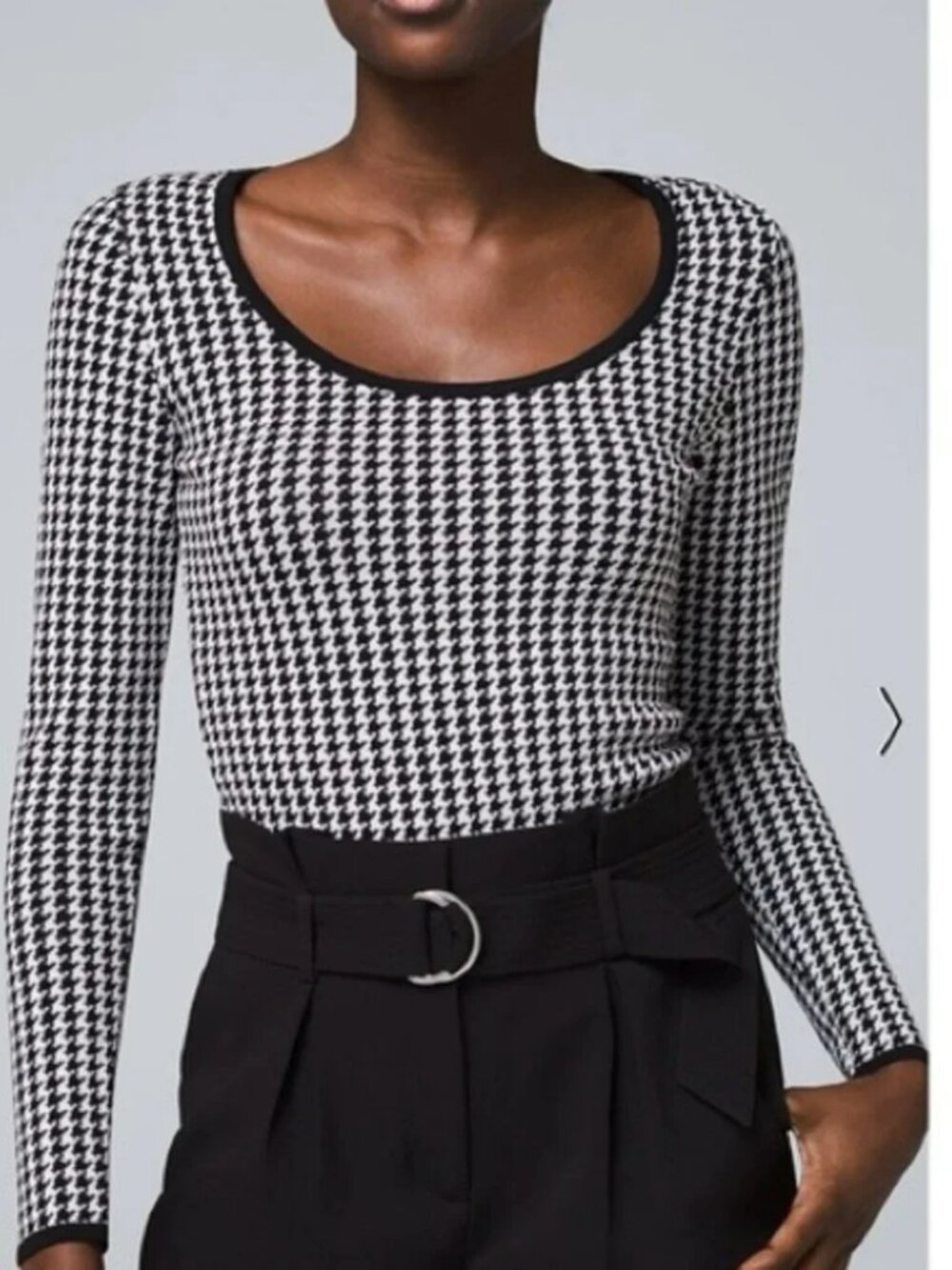 WHBM SCOOP NECK HERRINGBONE SWEATER SZ M